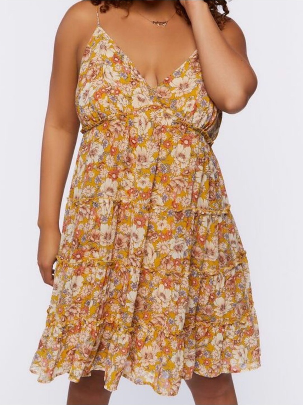 NWT Forever 21+ Floral Babydoll Tiered Mini Dress 3X Boho